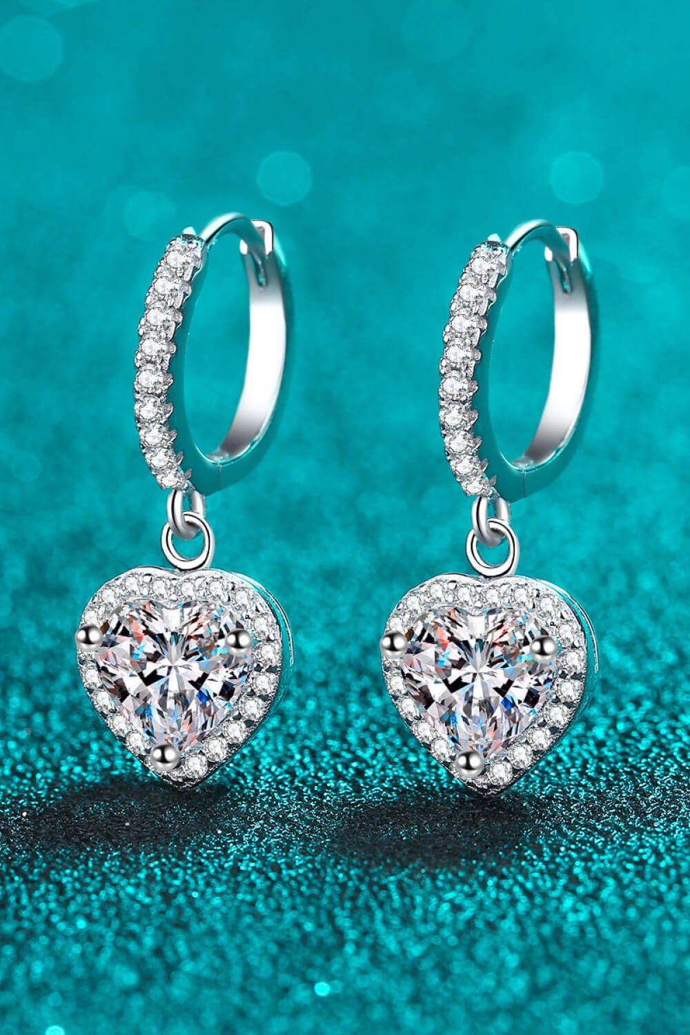 Moissanite Heart - Shaped Drop Earrings - Zen Allure Beauty®️