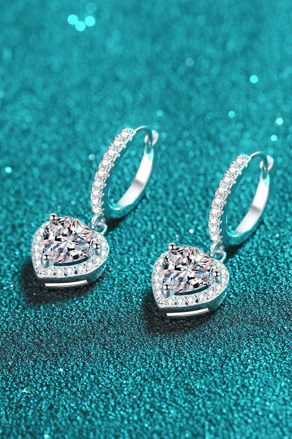 Moissanite Heart - Shaped Drop Earrings - Zen Allure Beauty®️