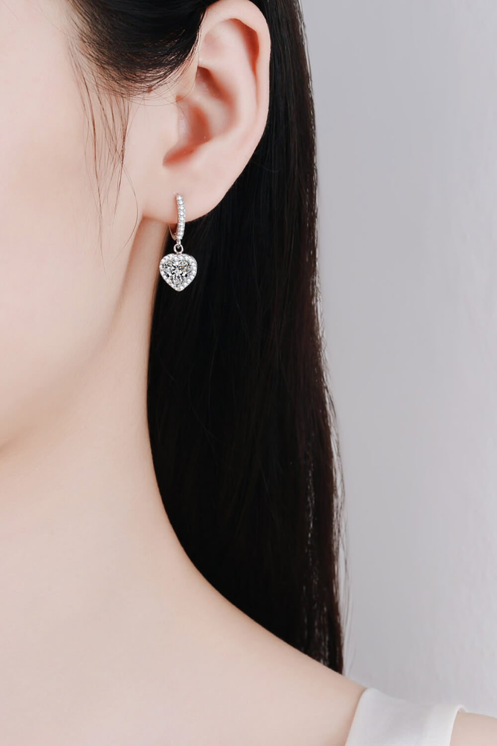 Moissanite Heart - Shaped Drop Earrings - Zen Allure Beauty®️