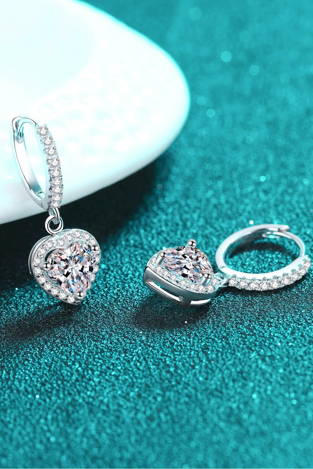 Moissanite Heart - Shaped Drop Earrings - Zen Allure Beauty®️