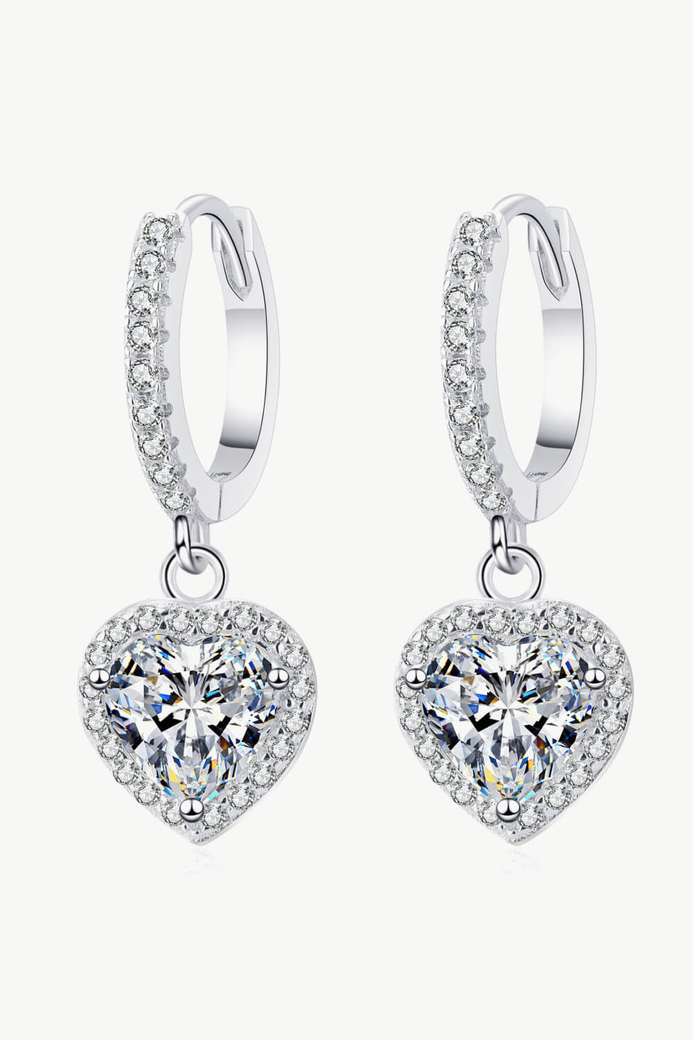 Moissanite Heart - Shaped Drop Earrings - Zen Allure Beauty®️