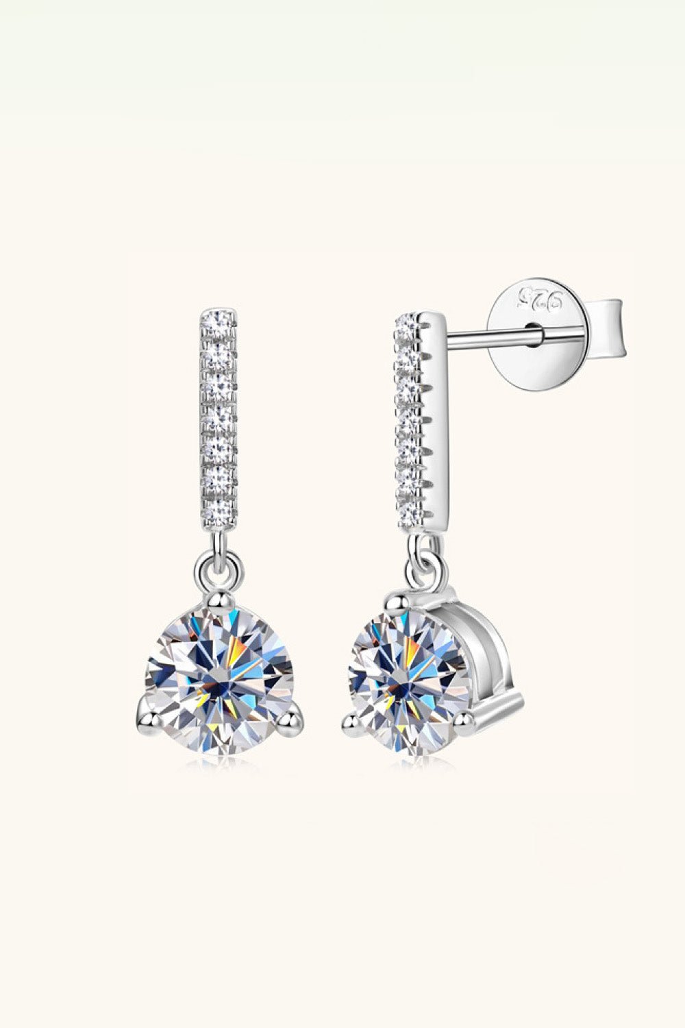 2 Carat Moissanite 925 Sterling Silver Drop Earrings - Zen Allure Beauty®️