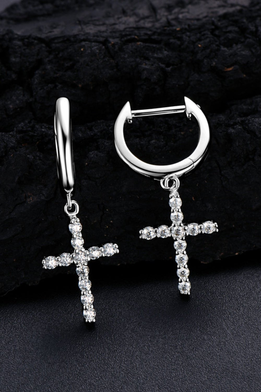 925 Sterling Silver Moissanite Cross Earrings - Zen Allure Beauty®️