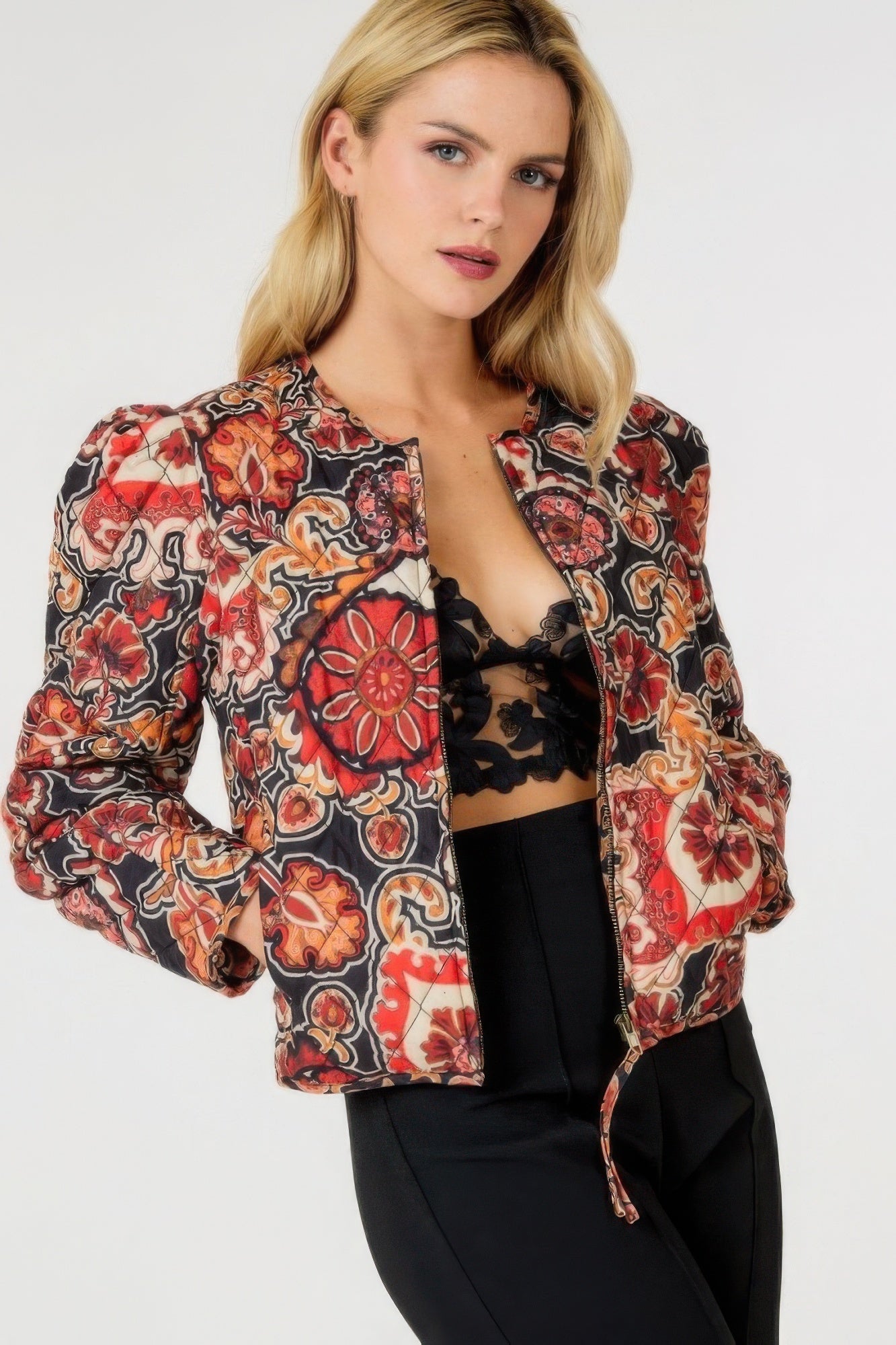 Zip Up Multi-print Jacket