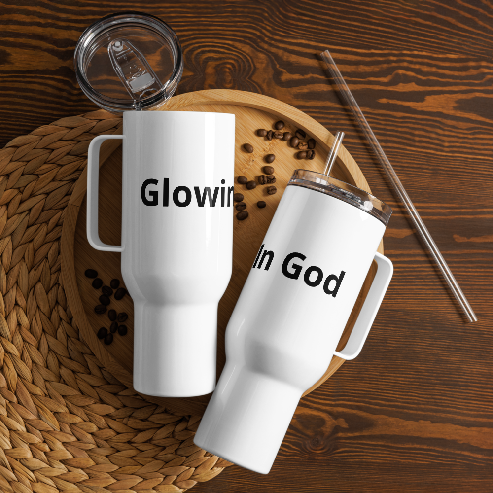 Travel mug with a handle - Glowing In God