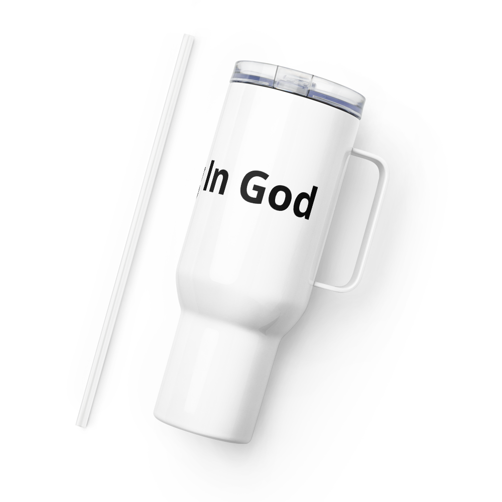 Travel mug with a handle - Glowing In God