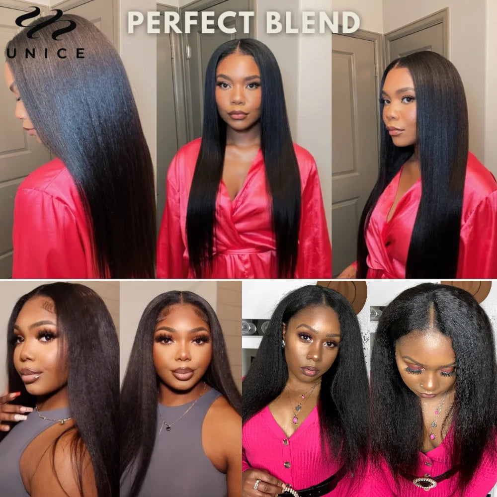 UNice Hair V Part Wig I-Part Wig Human Hair Kinky Straight Wig Glueless V Part Wig Human Hair Wigs Blend with Your Own Hairline