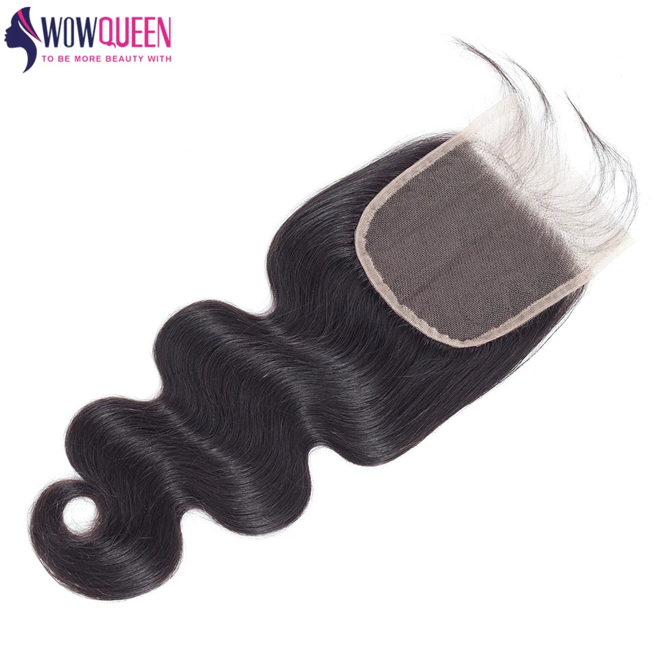 Body Wave 4x4 Lace Closure Human Hair Transparent Lace Frontal 13x6 Middle Part 2x6 Pre Plucked 6 Inch Deep Part