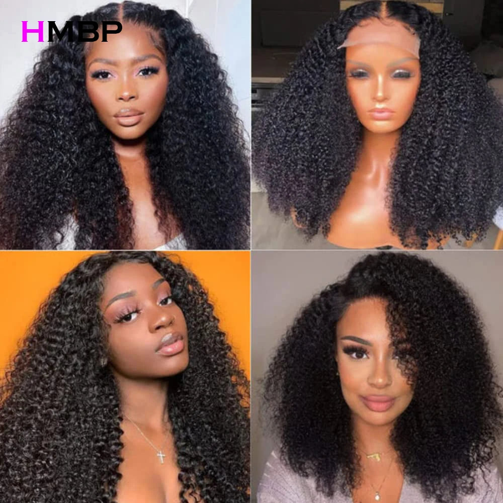 Glueless Full Lace Wig Kinky Curly Human Hair Wig 13x6 HD Lace Frontal Wigs For Women Brazilian Preplucked 180 Density