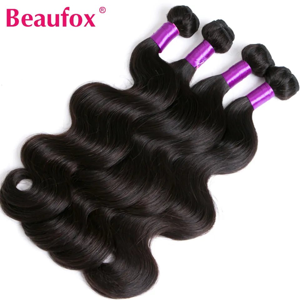 Beaufox Body Wave Bundles With Closure Brazilian Hair Weave 3 & 4 Bundles With Closure Natural Human Hair Bundles With Closure - Zen Allure Beauty®️