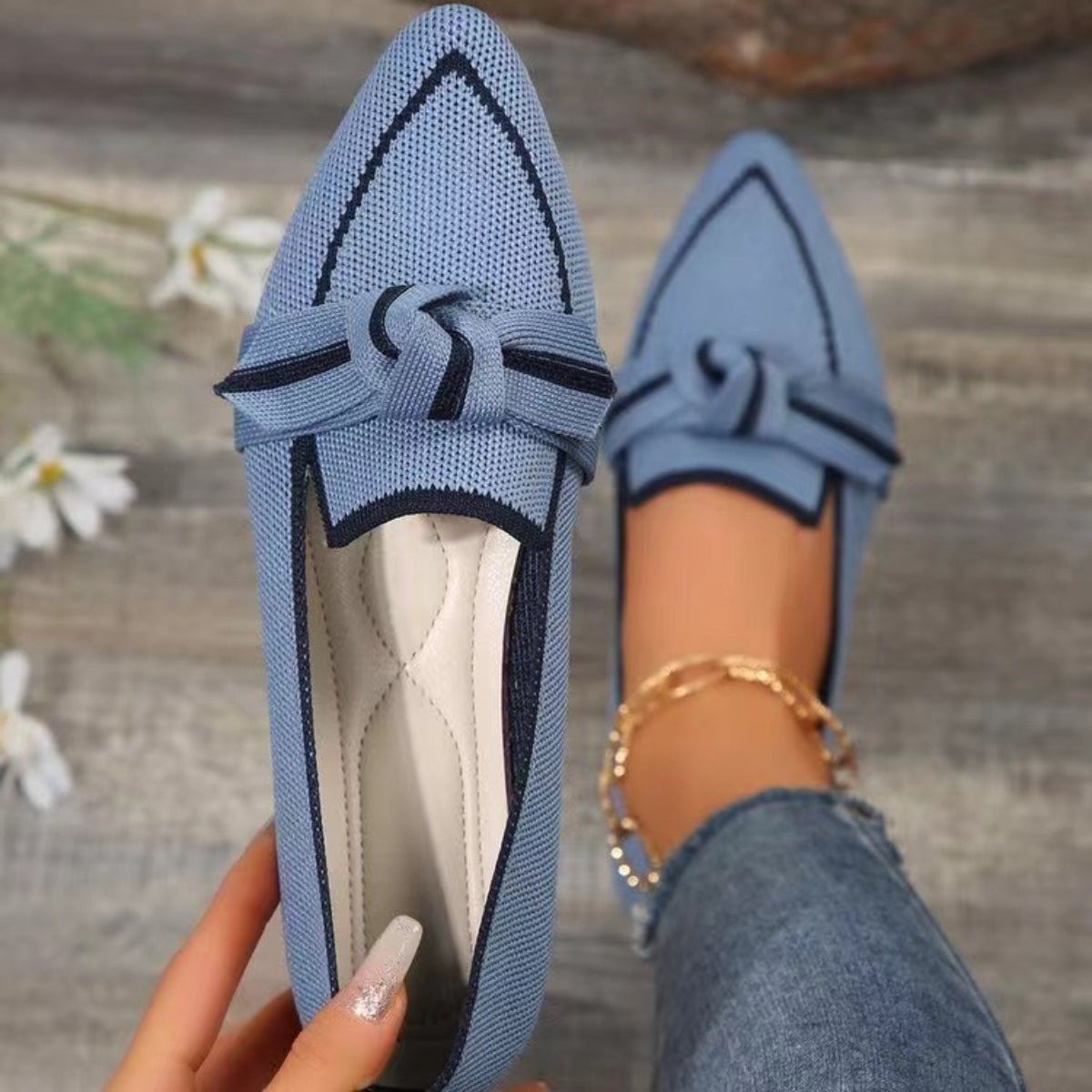 Bow Contrast Trim Point Toe Loafers - Zen Allure Beauty®️