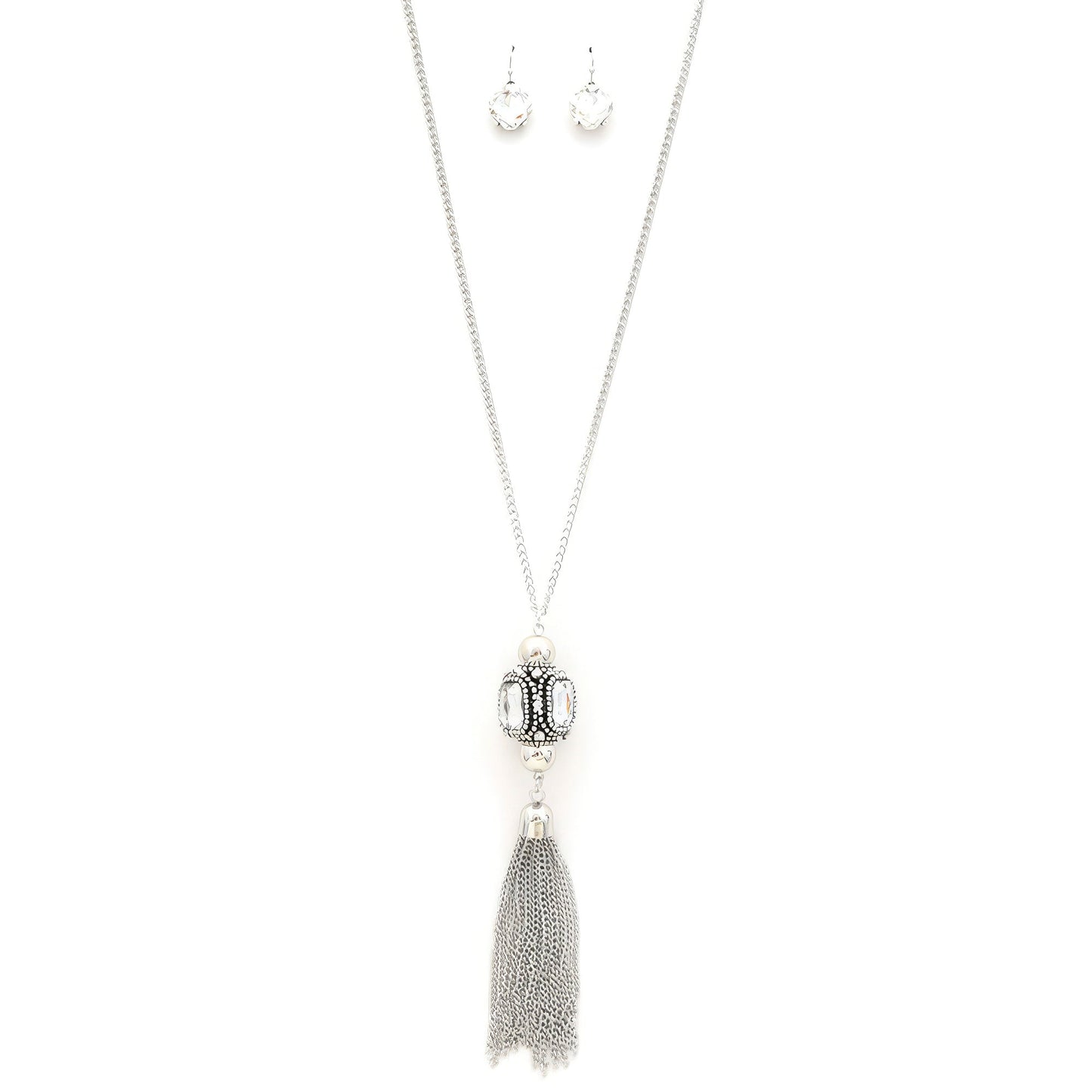 Cube Rhinestone Chain Tassel Necklace - Zen Allure Beauty®️