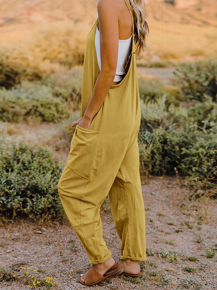 Double Take Full Size Sleeveless V - Neck Pocketed Jumpsuit - Zen Allure Beauty®️