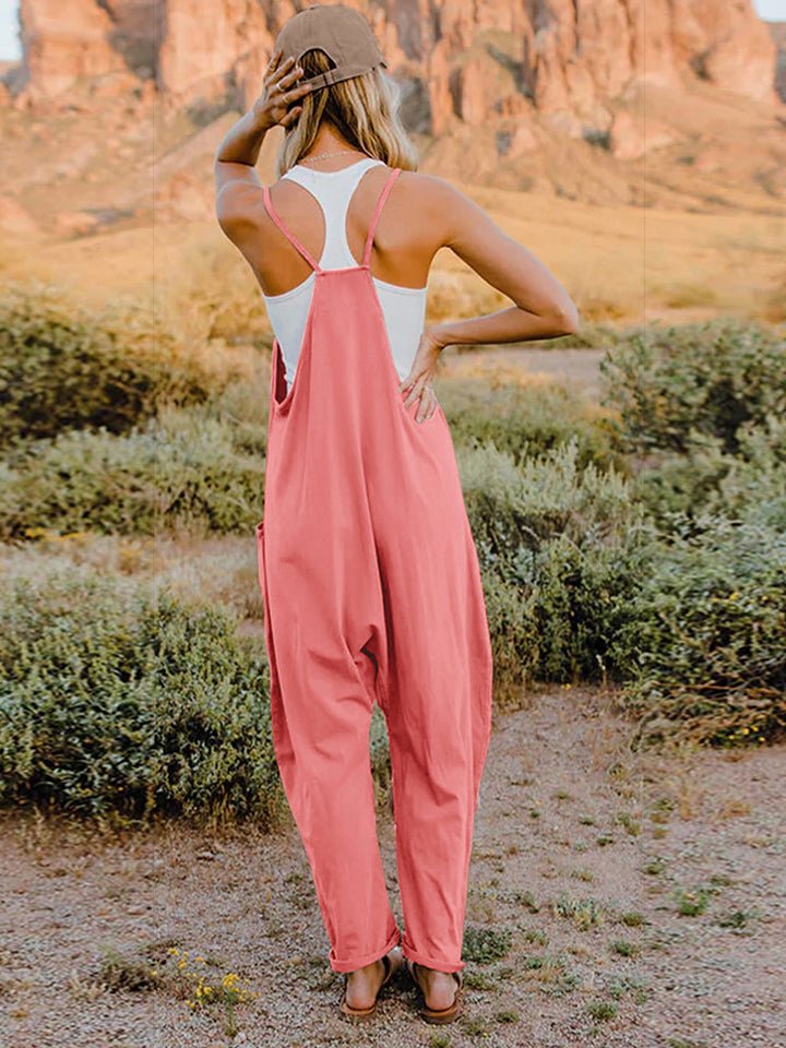 Double Take Full Size Sleeveless V - Neck Pocketed Jumpsuit - Zen Allure Beauty®️