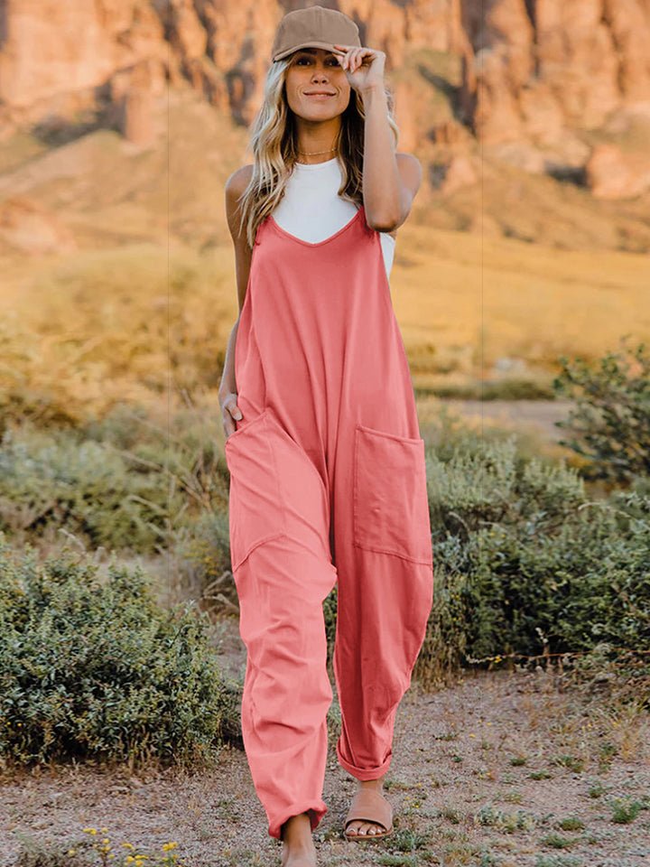 Double Take Full Size Sleeveless V - Neck Pocketed Jumpsuit - Zen Allure Beauty®️