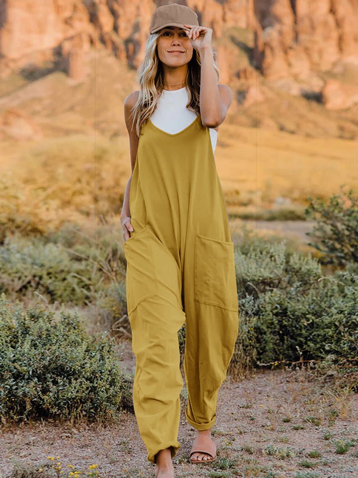 Double Take Full Size Sleeveless V - Neck Pocketed Jumpsuit - Zen Allure Beauty®️