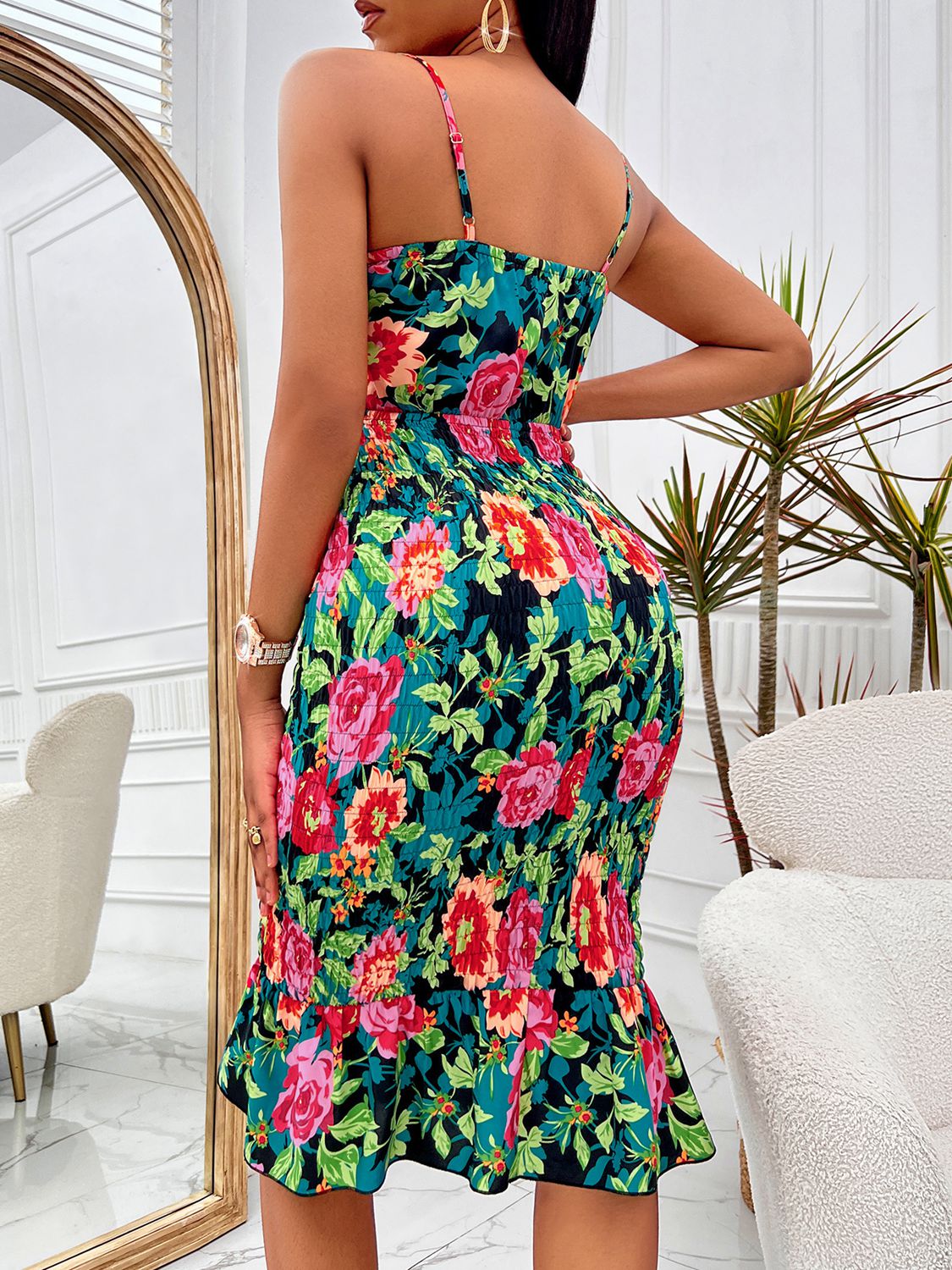 Floral Sweetheart Neck Cutout Dress - Zen Allure Beauty®️