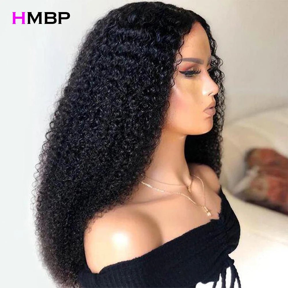 Glueless Full Lace Wig Kinky Curly Human Hair Wig 13x6 HD Lace Frontal Wigs For Women Brazilian Preplucked 180 Density - Zen Allure Beauty®️