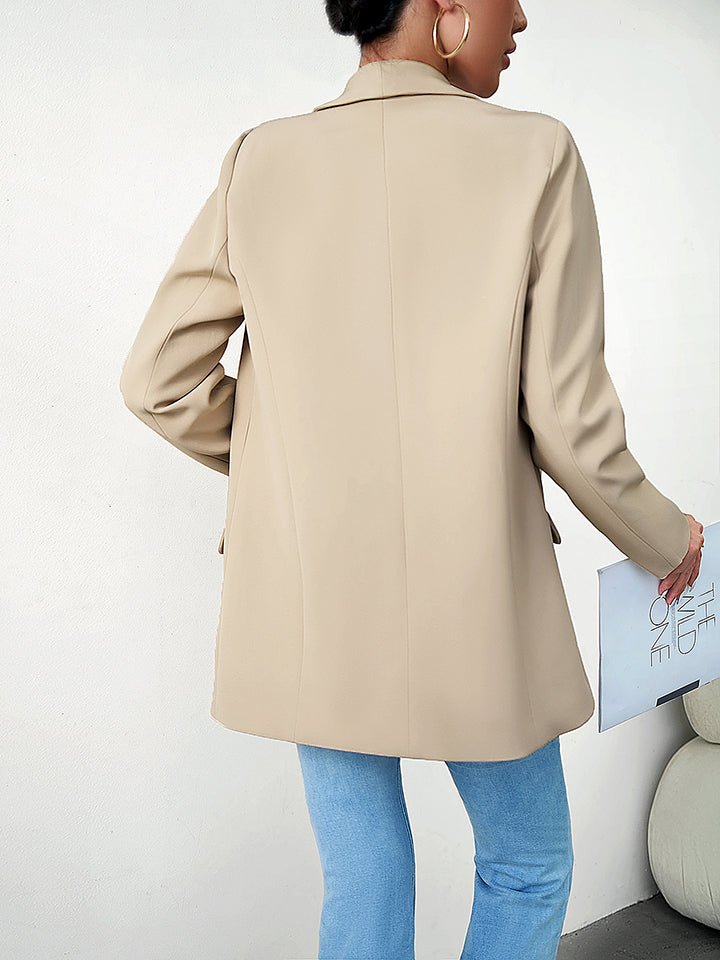 Lapel Collar Long Sleeve Blazer - Zen Allure Beauty®️