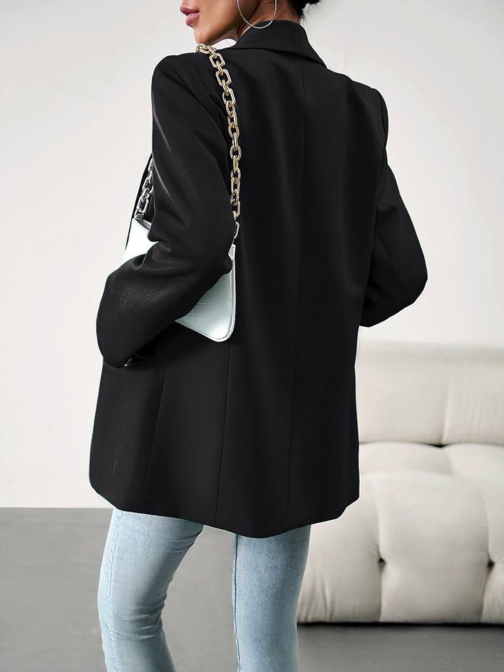 Lapel Collar Long Sleeve Blazer - Zen Allure Beauty®️