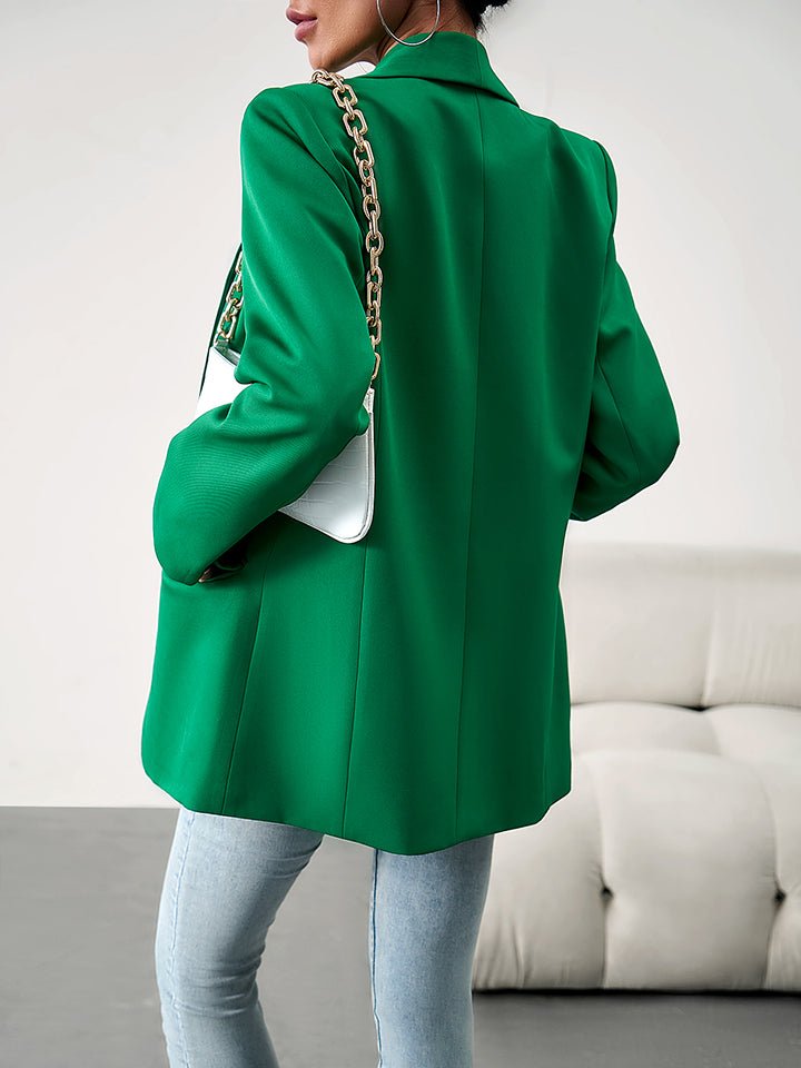 Lapel Collar Long Sleeve Blazer - Zen Allure Beauty®️