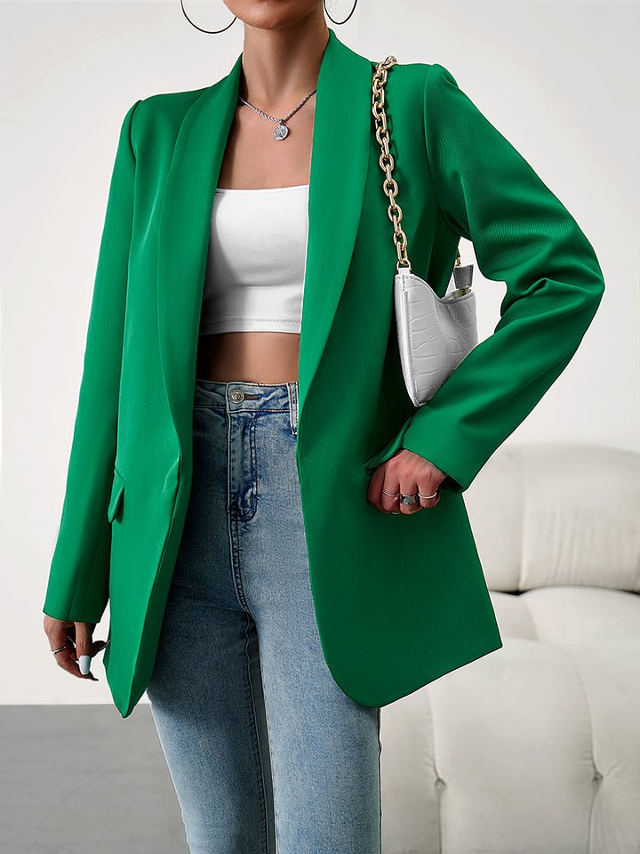 Lapel Collar Long Sleeve Blazer - Zen Allure Beauty®️