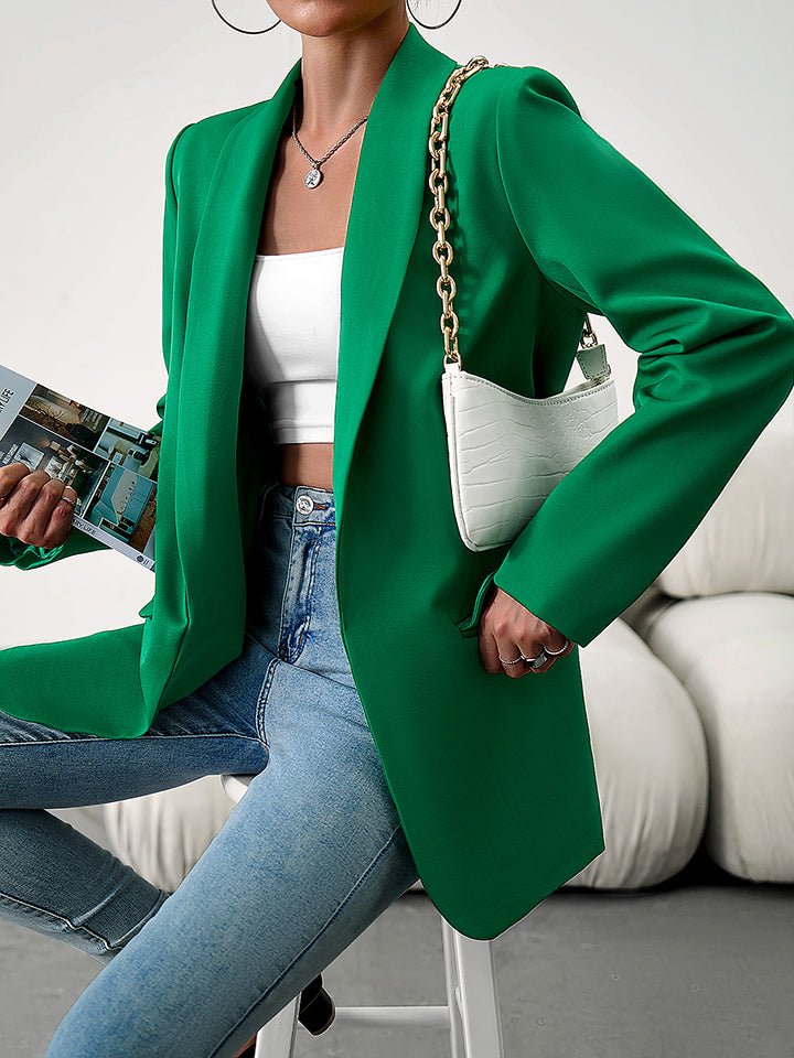 Lapel Collar Long Sleeve Blazer - Zen Allure Beauty®️