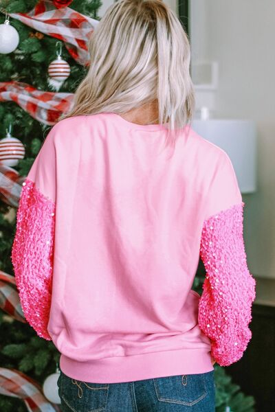 LOVE Heart Sequin Dropped Shoulder Sweatshirt - Zen Allure Beauty®️