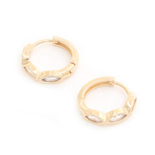 Marquise Cz 14k Gold Dipped Huggie Earring - Zen Allure Beauty®️