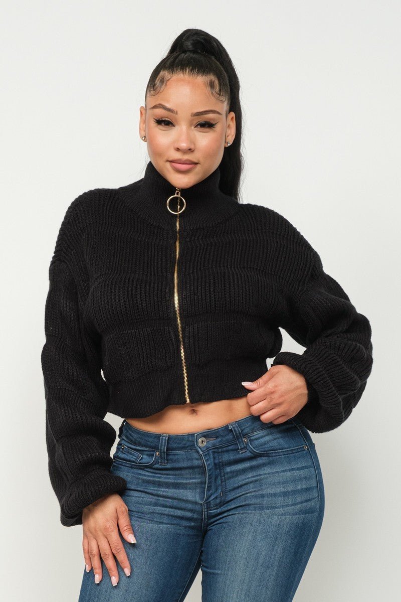 Michelin Sweater Top W/ Front Zipper - Zen Allure Beauty®️