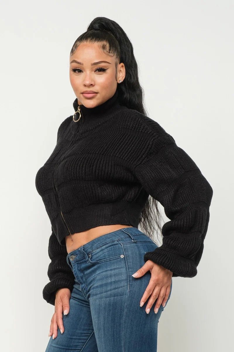 Michelin Sweater Top W/ Front Zipper - Zen Allure Beauty®️