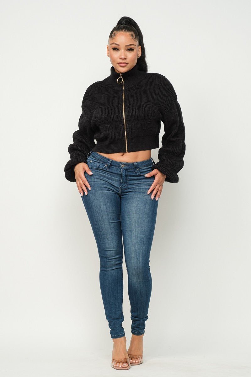 Michelin Sweater Top W/ Front Zipper - Zen Allure Beauty®️