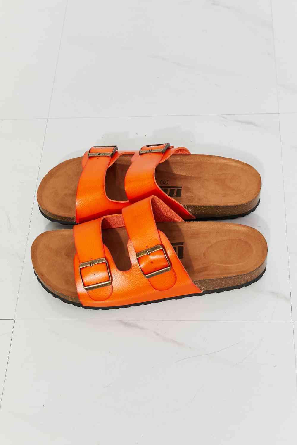 MMShoes Feeling Alive Double Banded Slide Sandals in Orange - Zen Allure Beauty®️