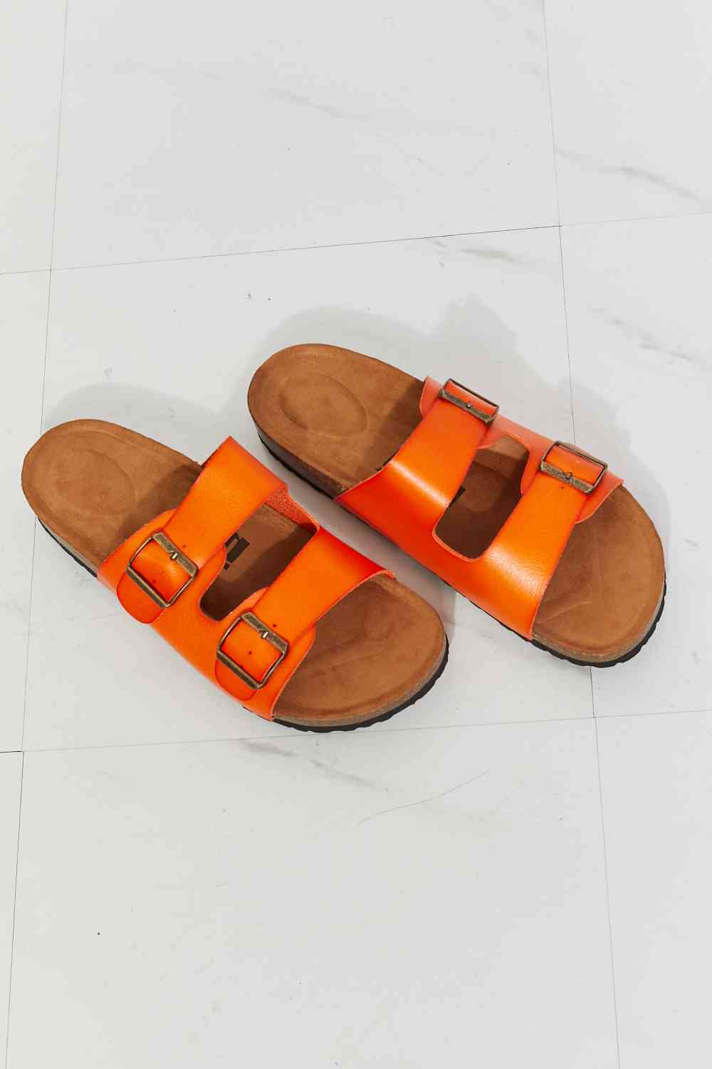 MMShoes Feeling Alive Double Banded Slide Sandals in Orange - Zen Allure Beauty®️