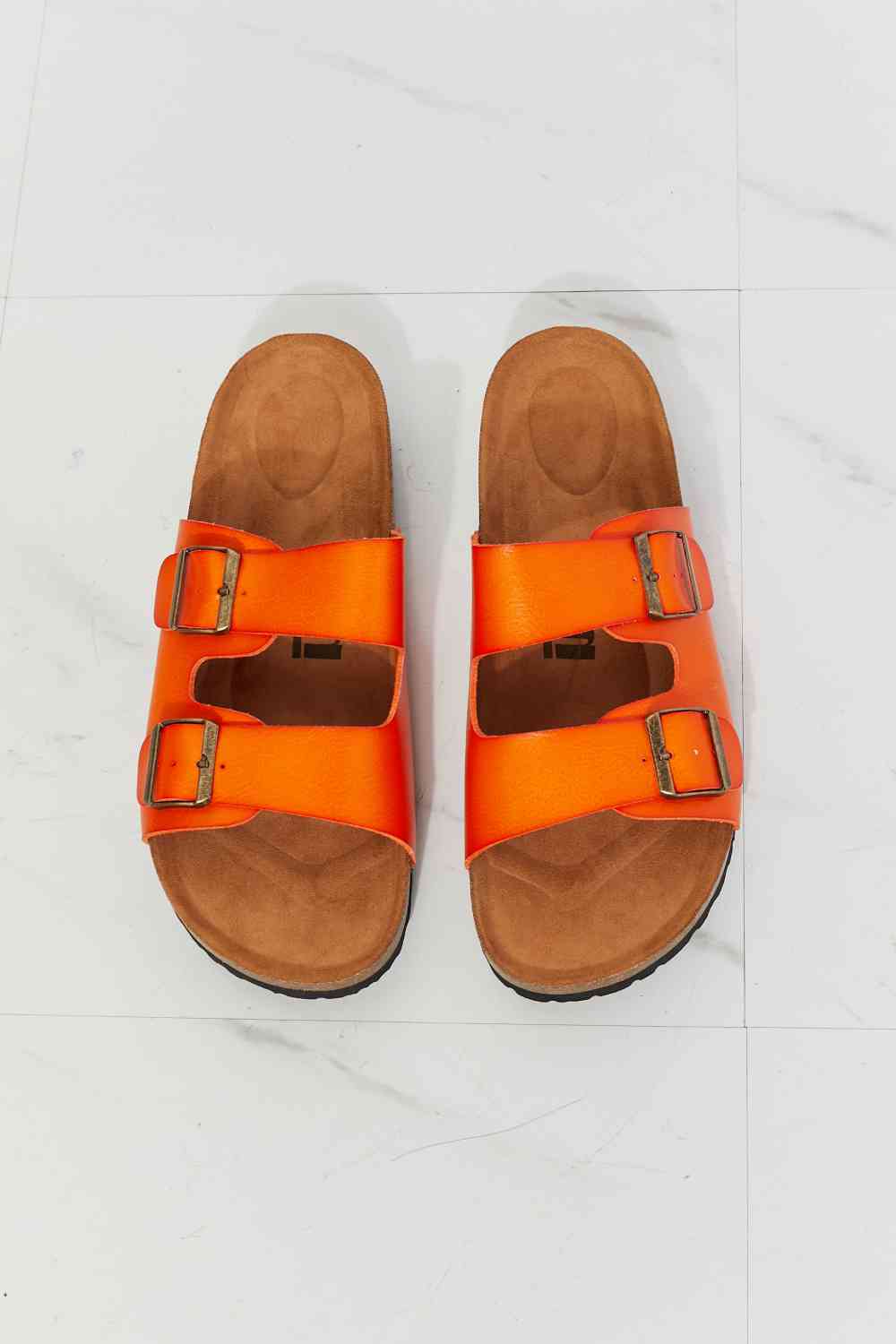 MMShoes Feeling Alive Double Banded Slide Sandals in Orange - Zen Allure Beauty®️