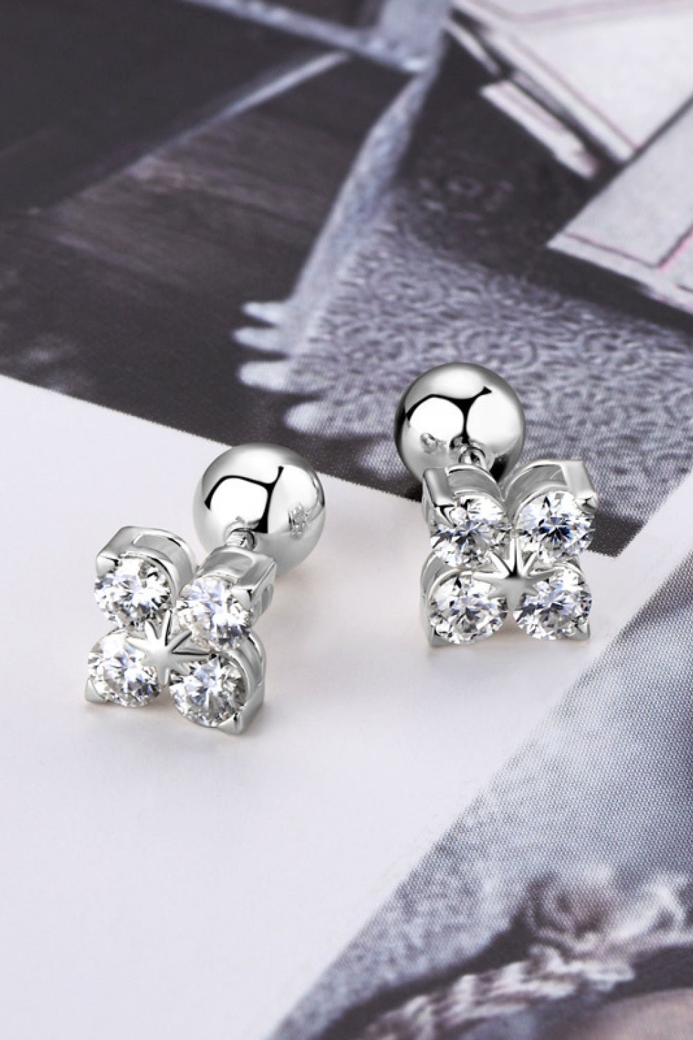 Moissanite 925 Sterling Silver Four - Leaf Clover Shape Earrings - Zen Allure Beauty®️