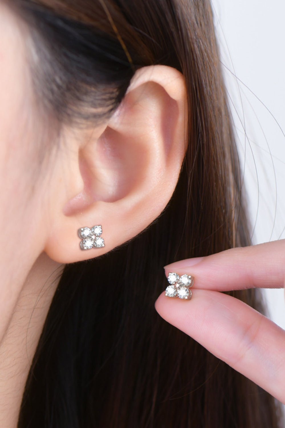 Moissanite 925 Sterling Silver Four - Leaf Clover Shape Earrings - Zen Allure Beauty®️