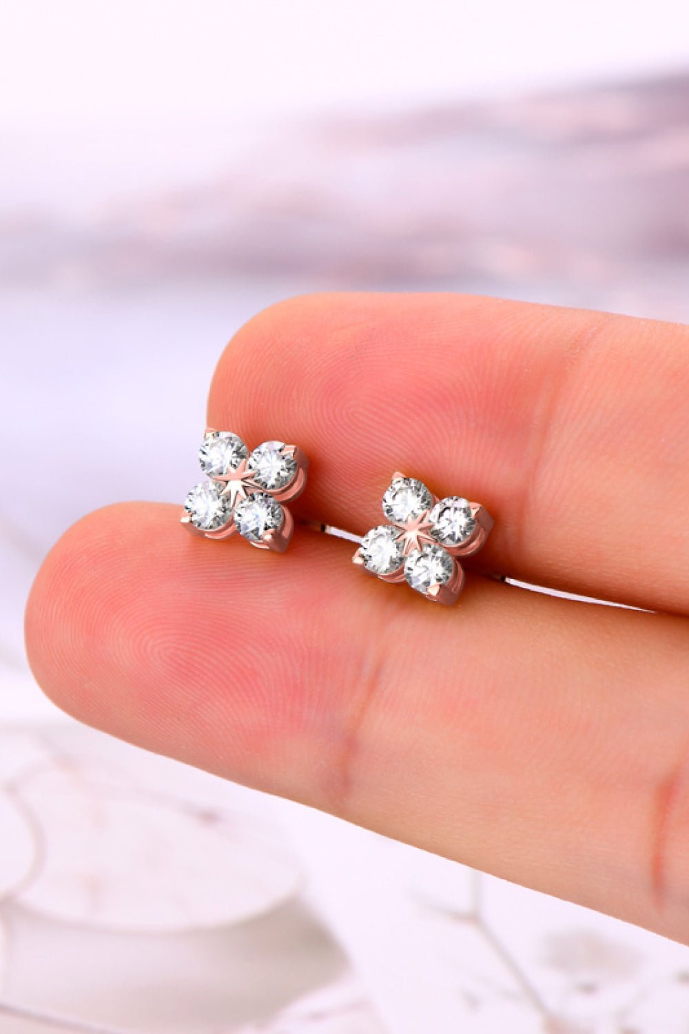 Moissanite 925 Sterling Silver Four - Leaf Clover Shape Earrings - Zen Allure Beauty®️