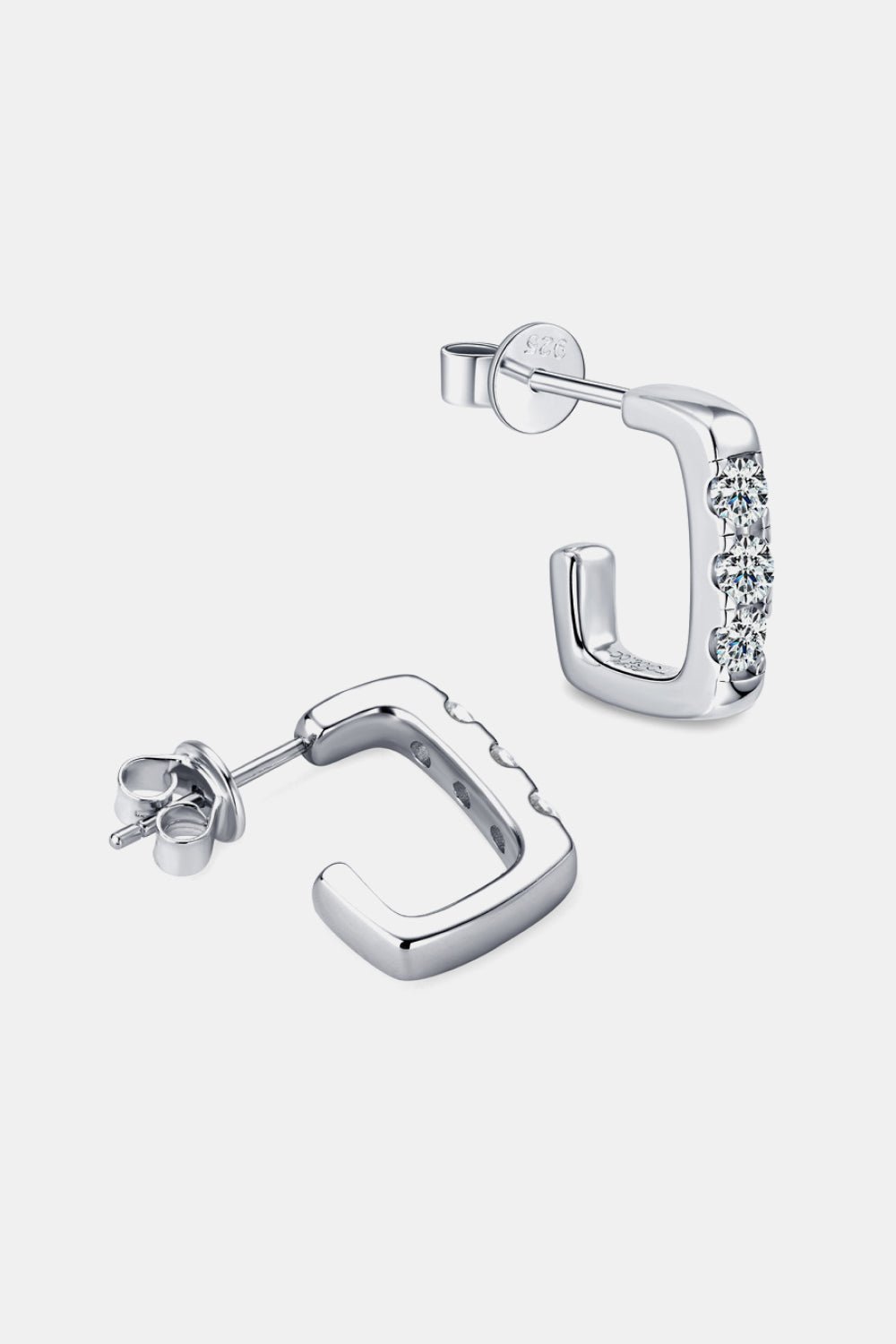 Moissanite 925 Sterling Silver Geometrical Huggie Earrings - Zen Allure Beauty®️