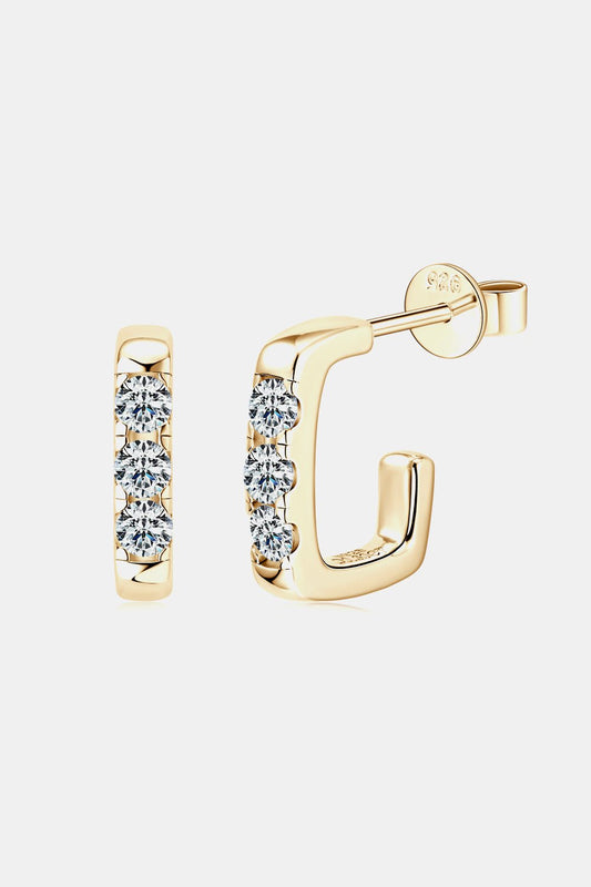 Moissanite 925 Sterling Silver Geometrical Huggie Earrings - Zen Allure Beauty®️