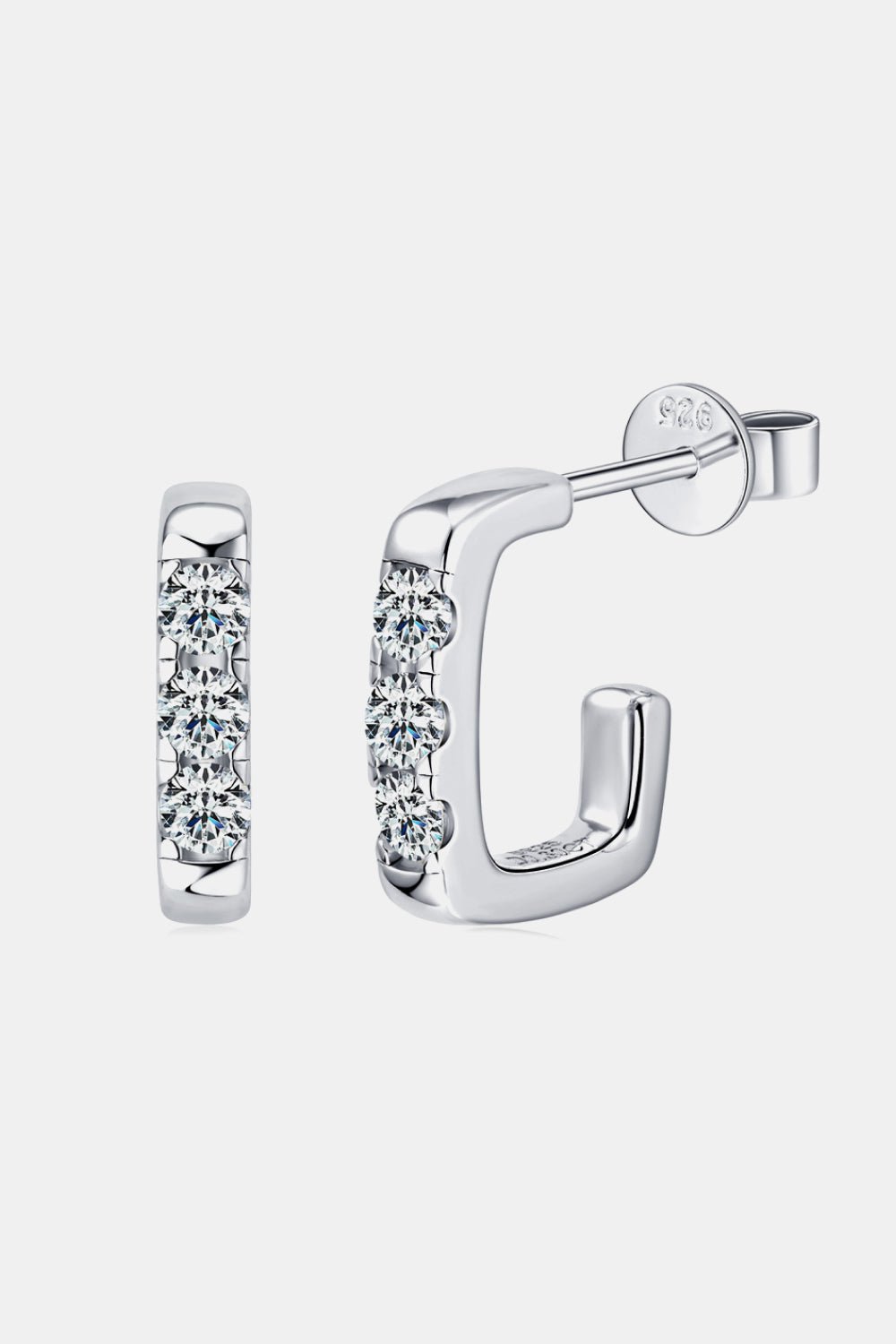 Moissanite 925 Sterling Silver Geometrical Huggie Earrings - Zen Allure Beauty®️