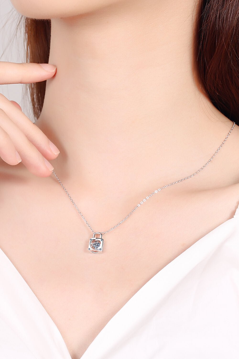 Moissanite Lock Pendant Necklace - Zen Allure Beauty®️