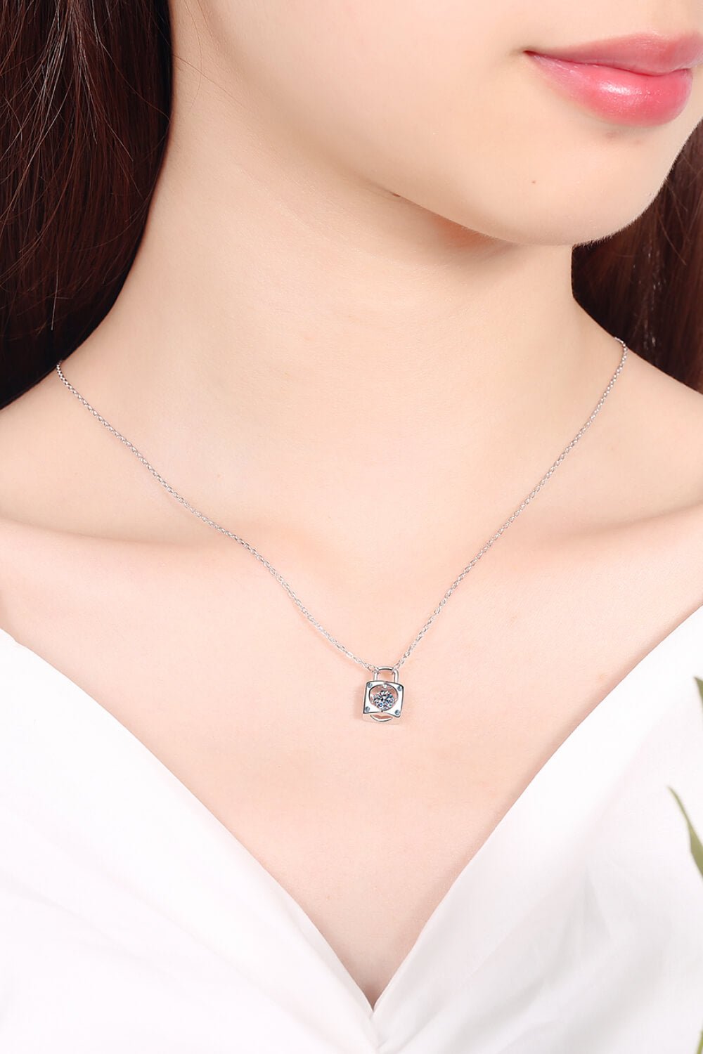 Moissanite Lock Pendant Necklace - Zen Allure Beauty®️