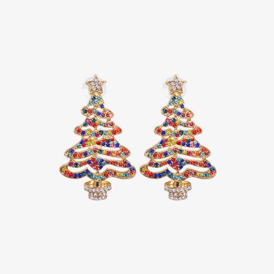 Rhinestone Alloy Christmas Tree Earrings - Zen Allure Beauty®️