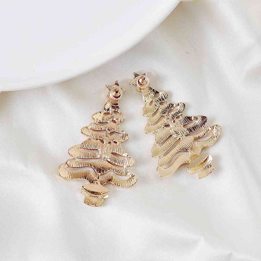 Rhinestone Alloy Christmas Tree Earrings - Zen Allure Beauty®️