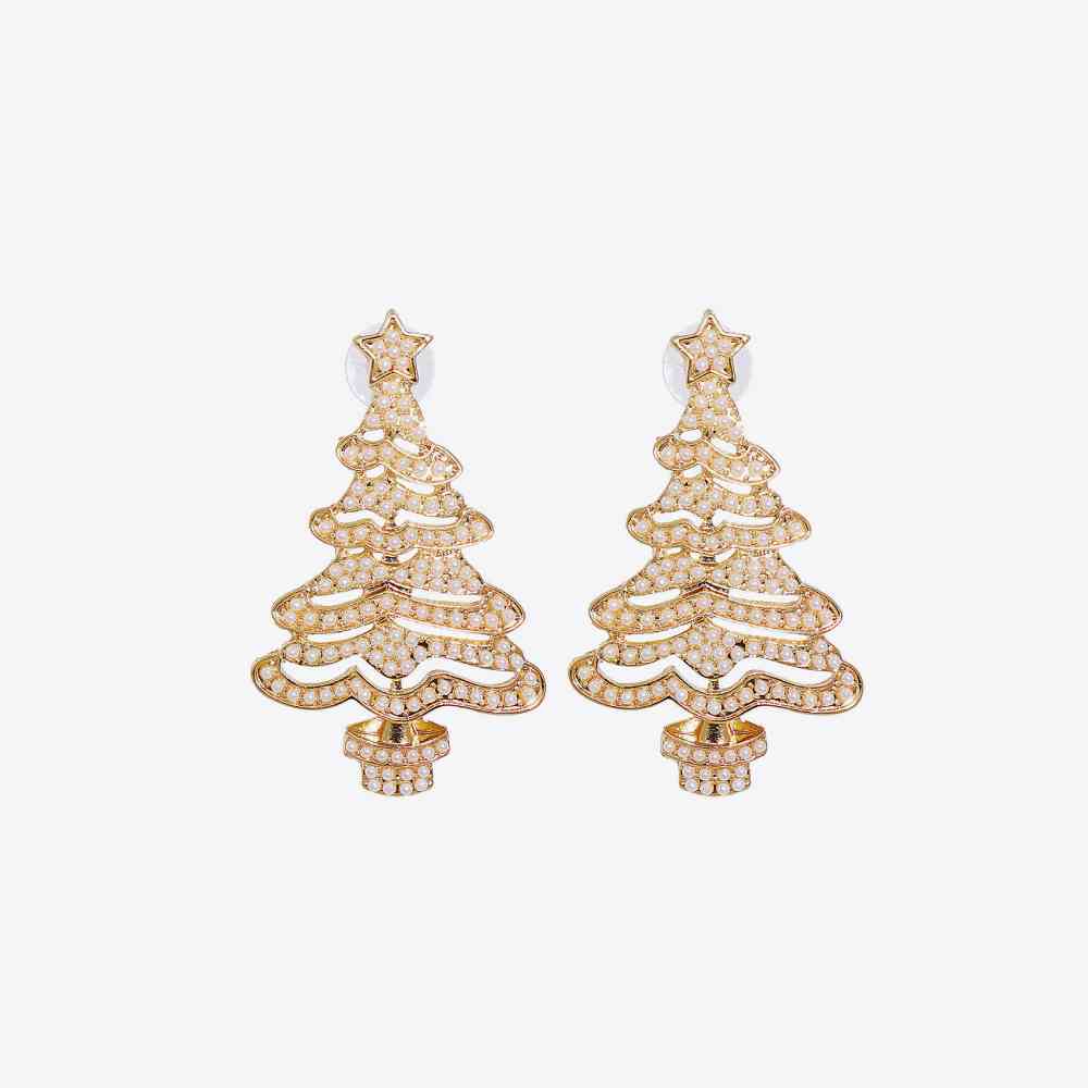 Rhinestone Alloy Christmas Tree Earrings - Zen Allure Beauty®️