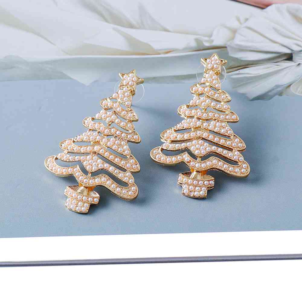 Rhinestone Alloy Christmas Tree Earrings - Zen Allure Beauty®️