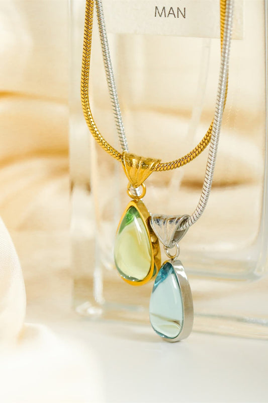 Teardrop Shape Titanium Steel Pendant Necklace - Zen Allure Beauty®️