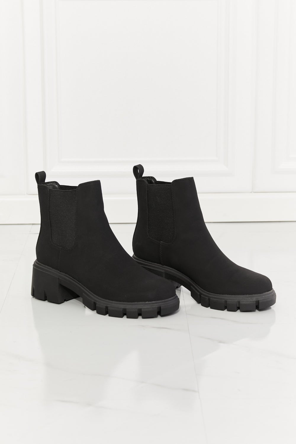 Work For It Matte Lug Sole Chelsea Boots in Black - Zen Allure Beauty®️