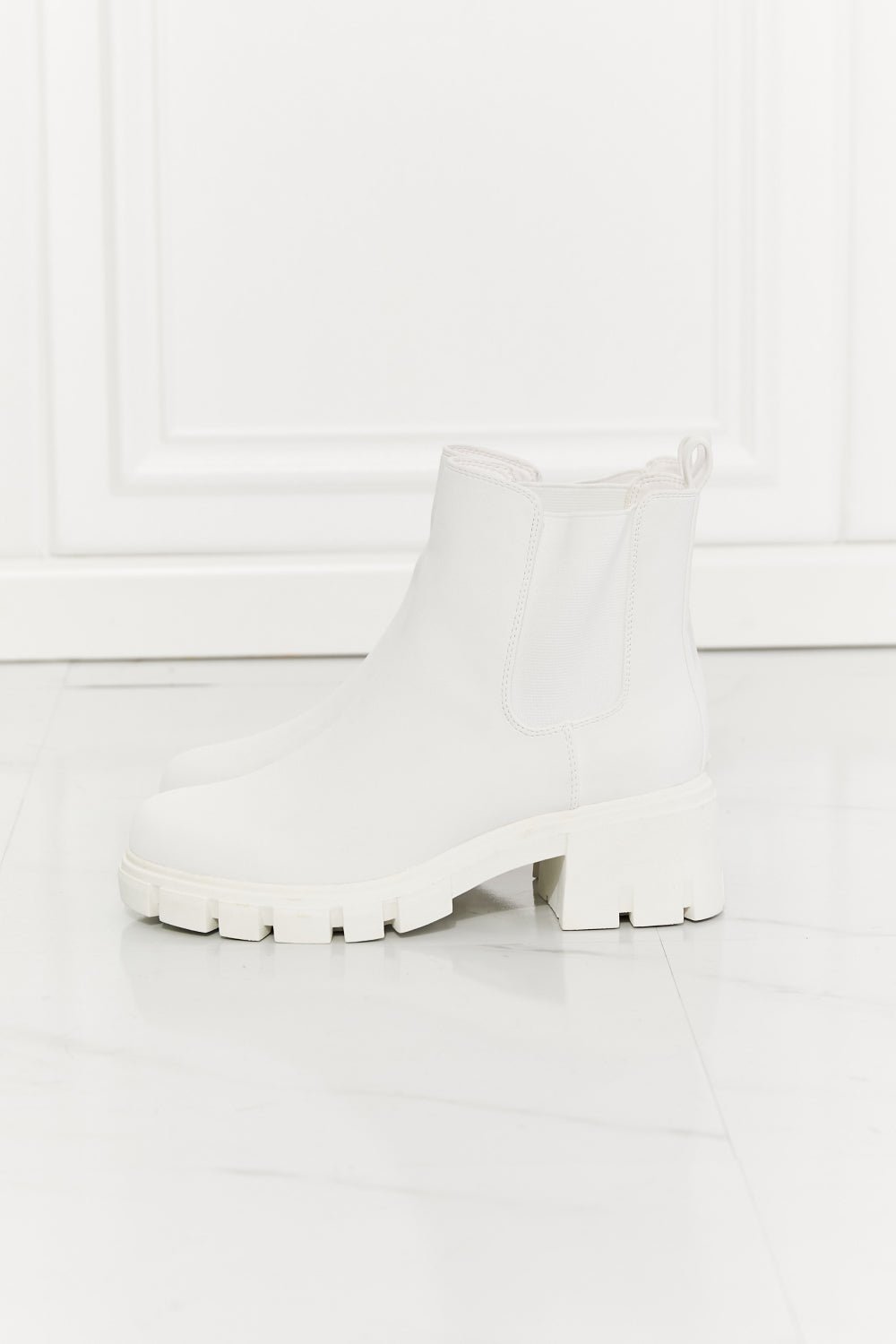 Work For It Matte Lug Sole Chelsea Boots in White - Zen Allure Beauty®️